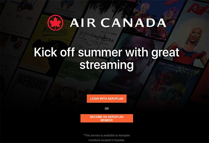 Air Canada now offers Aeroplan members access to video content