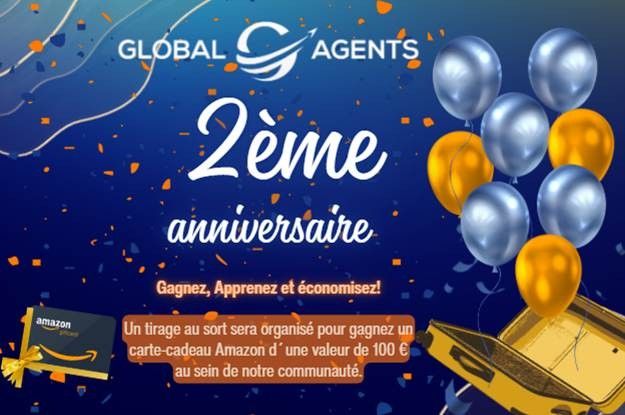🎉 GlobalAgents.fr a 2 ans! Tentez votre chance pour gagner un bon d'achat Amazon de 100€