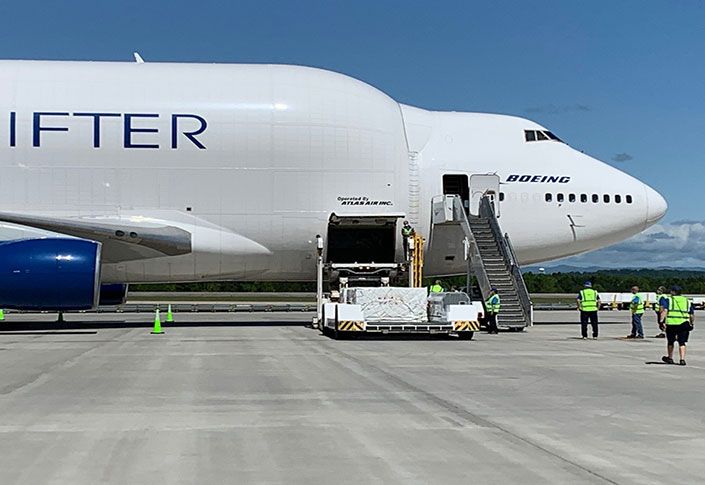Boeing Dreamlifter Transports 1.5M Face Masks for COVID-19 Response