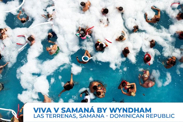 Foam party extravaganza at the Viva V Samana by Wyndham