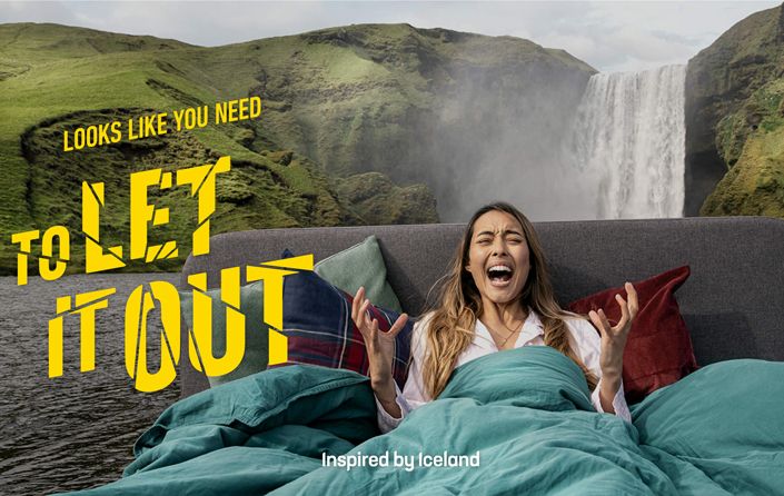 Iceland tourism post-pandemic campaign shouts: "Let It Out!"