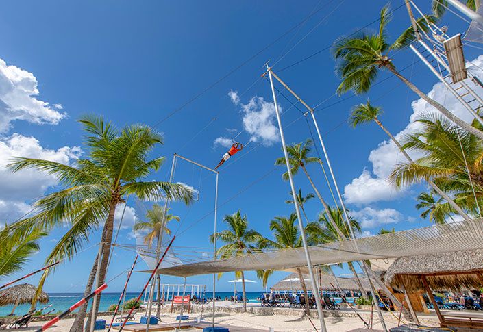 Learn how to Trapeze with daily classes at Viva Wyndham Dominicus Beach