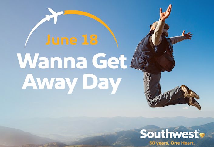 Southwest Airlines declares June 18 as Wanna Get Away Day to honor 50th Anniversary of first flight