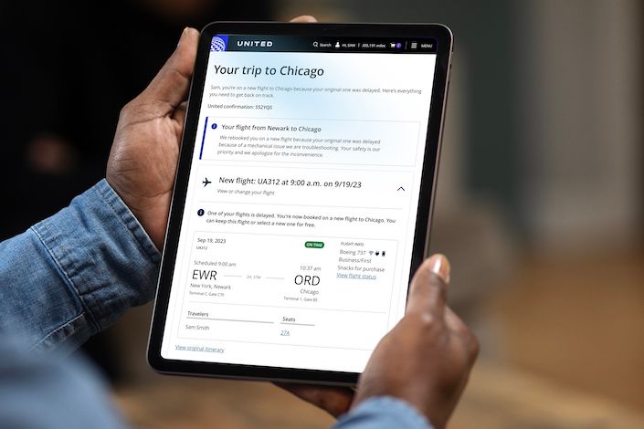 United's new app feature helps customers re-book and receive meal and hotel vouchers automatically