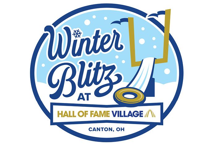 Winter Blitz at Hall of Fame Village features tube sledding through the goal post of Tom Benson Hall of Fame Stadium