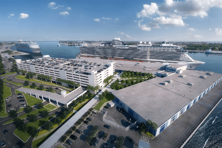 Construction officially underway for Galveston's 4th cruise terminal - future home of MSC Seascape