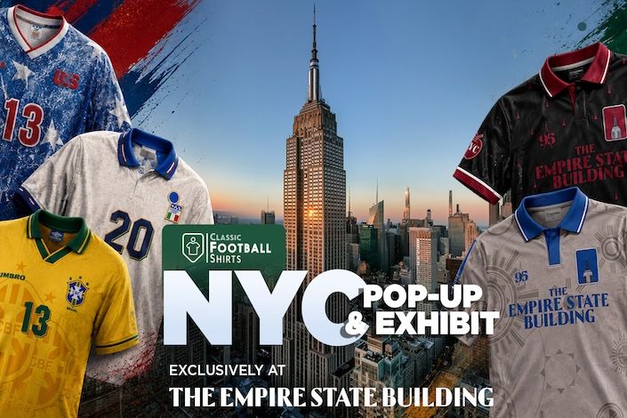 Empire State Building Observation Deck celebrates soccer with the world’s most iconic Soccer Jersey Exhibit, custom ESB jerseys, player visits, lightings, and more