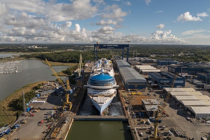 Royal Caribbean’s new Hero of the Seas floats for the first time at Meyer Turku shipyard