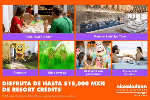 Nickelodeon Punta Cana - $15,000 MXN en Resort Credits