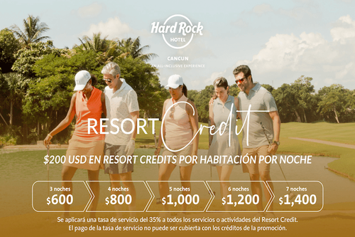 🎸 Nuevos Resort Credits en Hard Rock All Inclusive Resorts