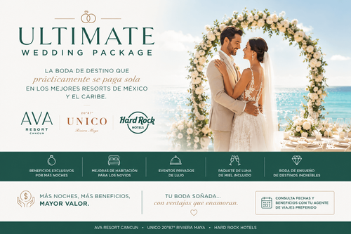 Ultimate Wedding Package: la boda de destino que prácticamente se paga sola en AVA, UNICO 20°87° y Hard Rock Hotels