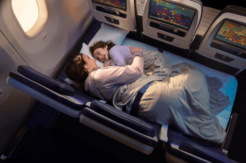 Introducing the United Relax Row: Economy seats that transform into a couch for more comfortable international travel