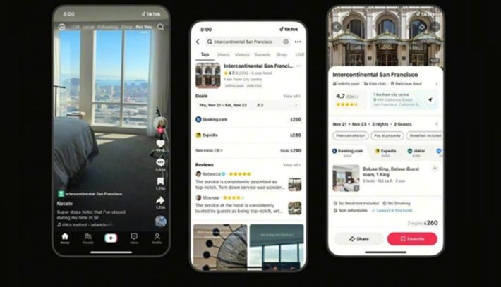 TikTok se lance dans la réservation de voyages avec Booking.com, Expedia et GetYourGuide